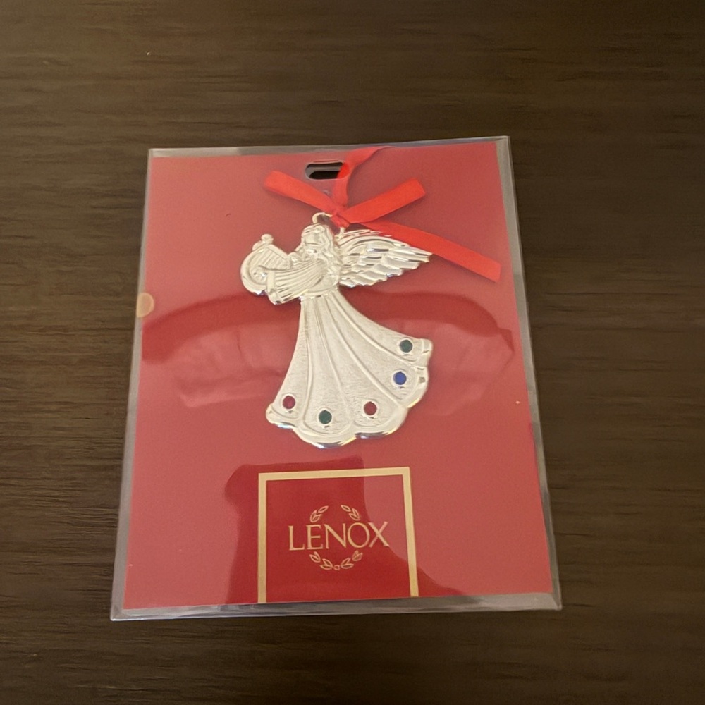 Lenox Silver Angel Ornament with Charm Accents - NWT